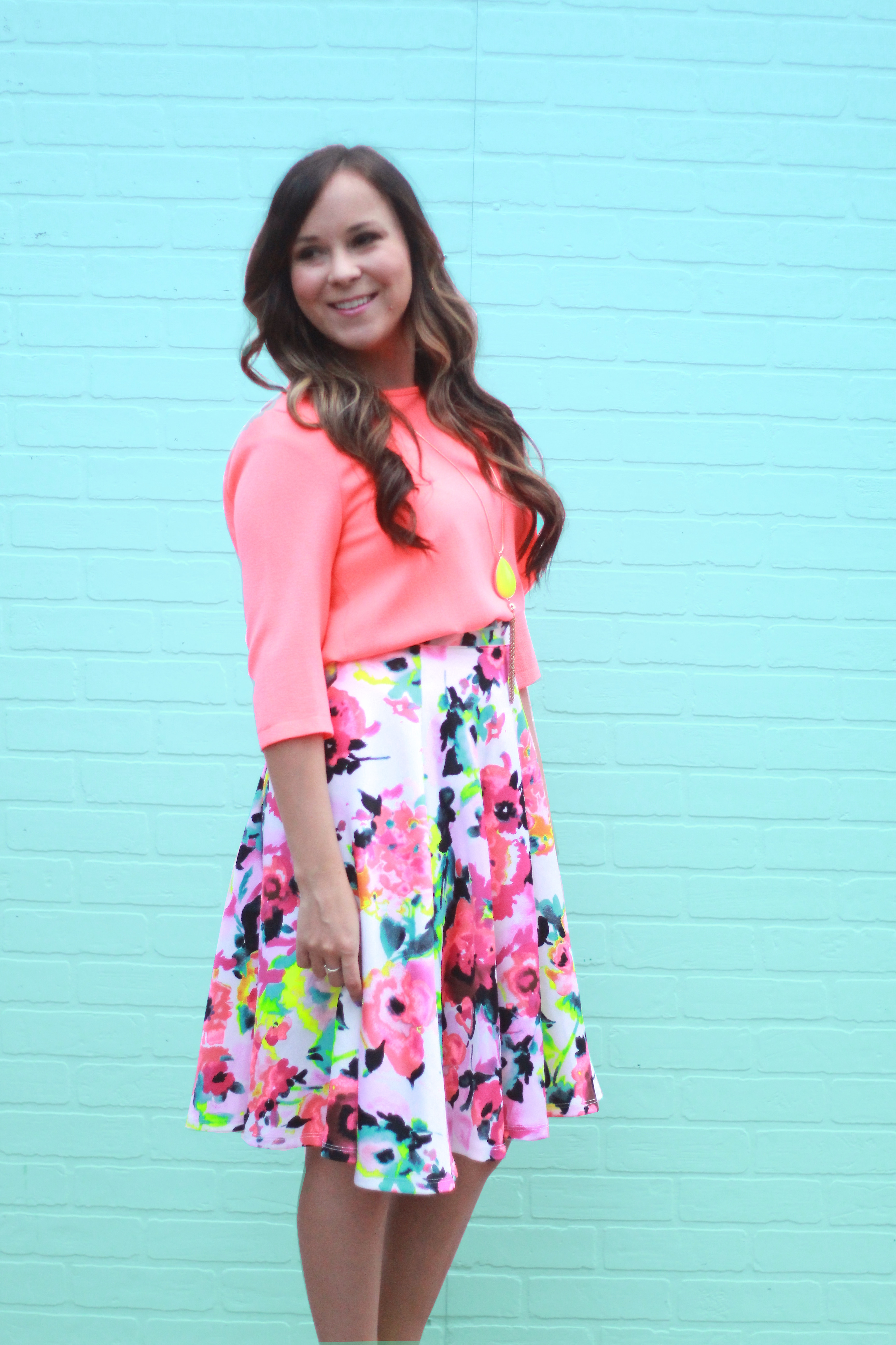 Neon Floral Skirt