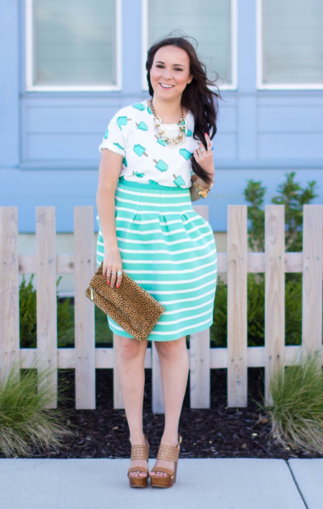 Mint Striped Skirt Neesees Dresses (8 of 27) | Modest Style | A Modest